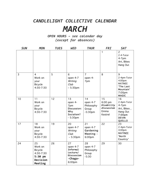 MARCH Calendar
